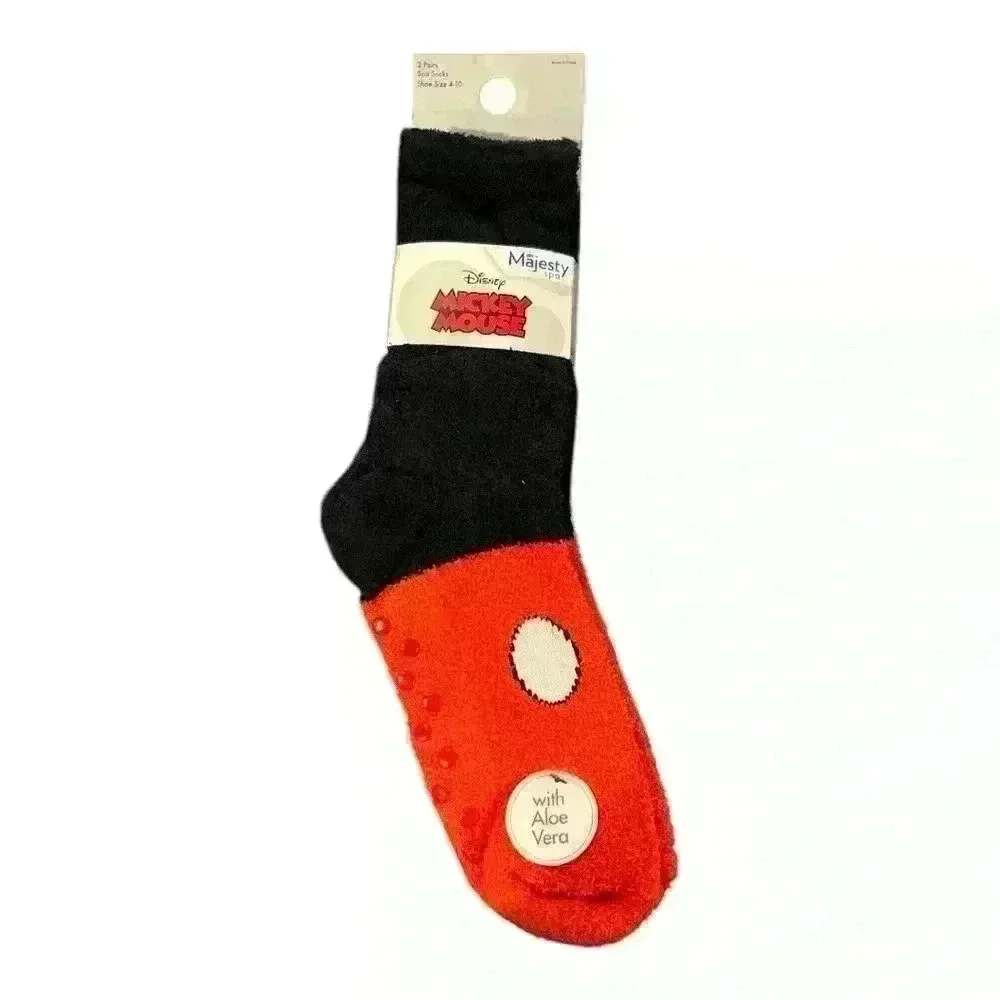 🆕Disney Mickey Mouse Spa Socks - Black and Red NWT